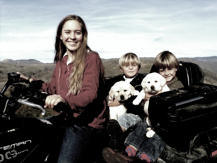 Kids and pups go for a ride at BoulderCrest Ranch ~  Legacy Labradors