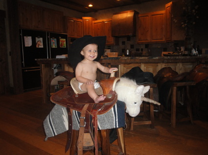 Kaeden age 2 riding his horse at BoulderCrest Ranch